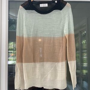 A.L.C Sheer Striped Crewneck Sweater Size M